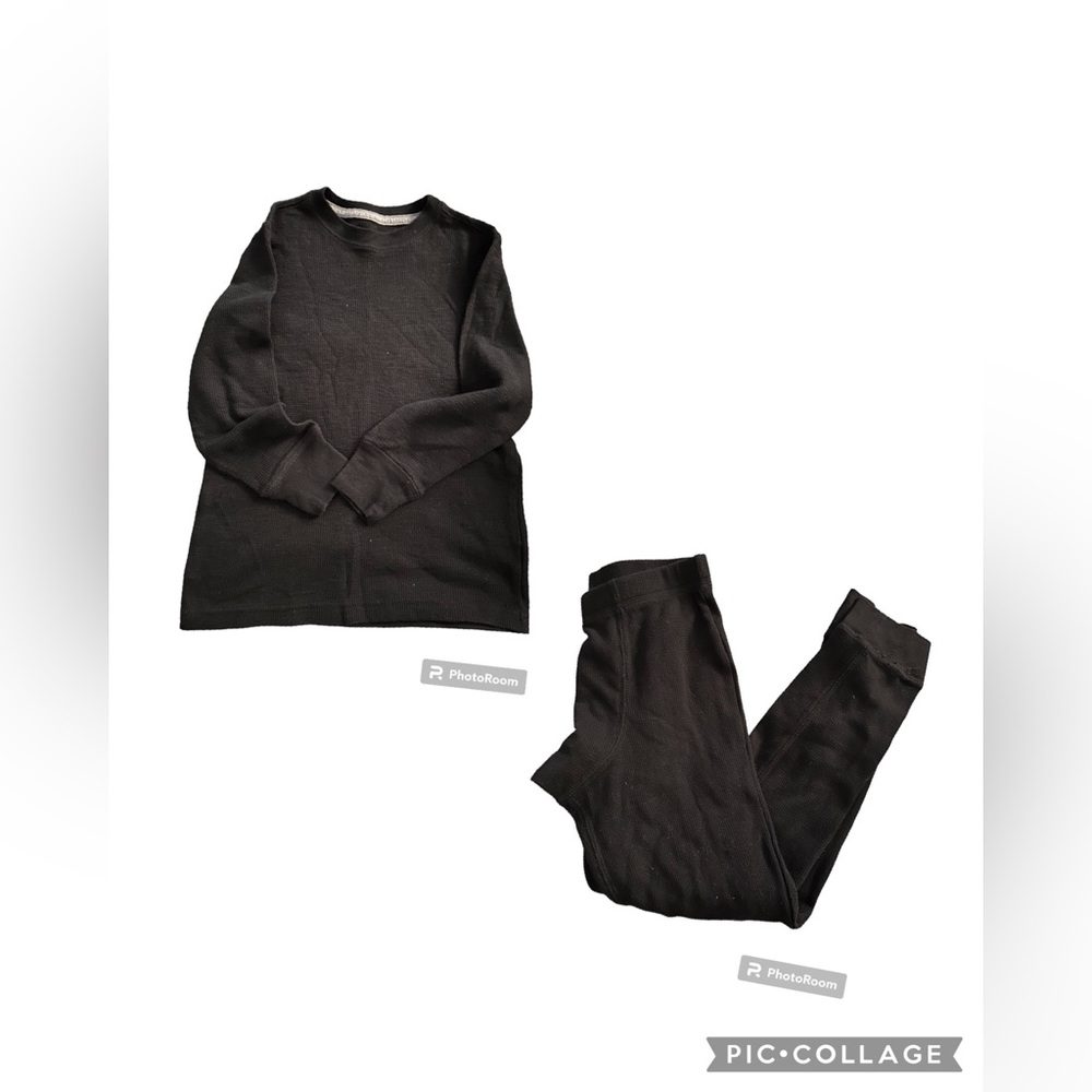Cat and Jack Boy’s Waffle Knit Long Underwear in Black| Size: 6/7